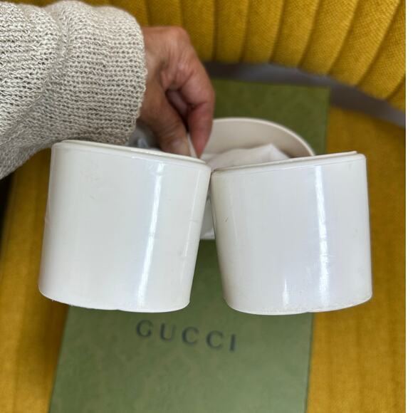 Gucci Rubber embossed Logo Womens Platform Slides size 36 Mystic White color - Picture 9 of 17